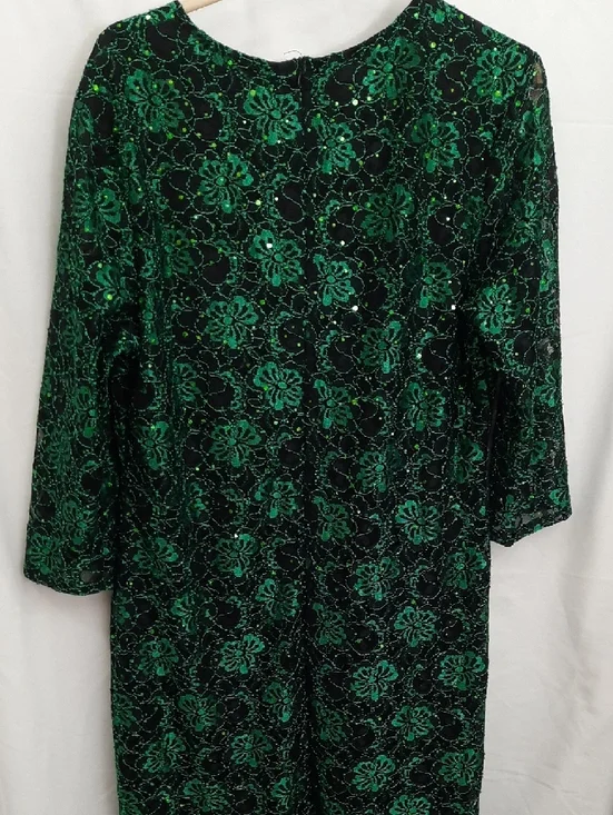 Green Floral Velvet Sheath Dress - Women Size XXL - Picture 12 of 13